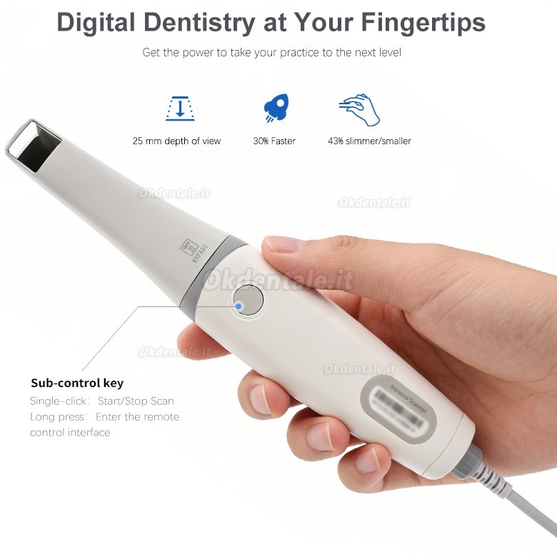Scanner intraorale 3D dentali M108 con sorgente luminosa a LED, senza polvere e antiappannamento